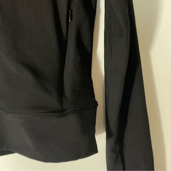 Move Theory Black Ribbed Quarter Zip w Pocket Jacket Size M - Picture 2 of 6